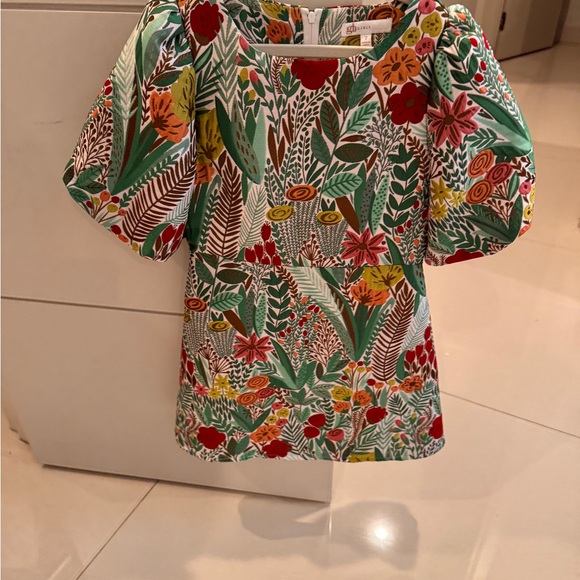 GB Girls Red and Orange Casual Puff Sleeve Dress